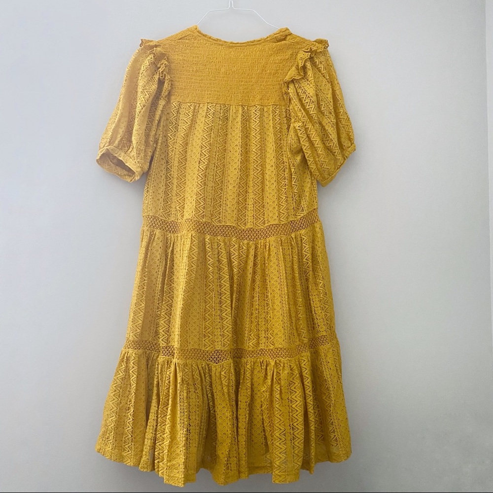 Mango bohemian tiered smock dress in mustard - Picture 8 of 9
